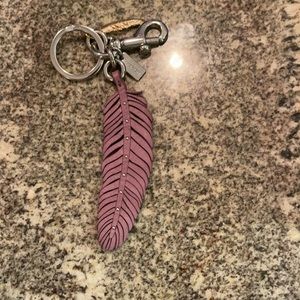 Authentic Coach Leather Feather Keychain